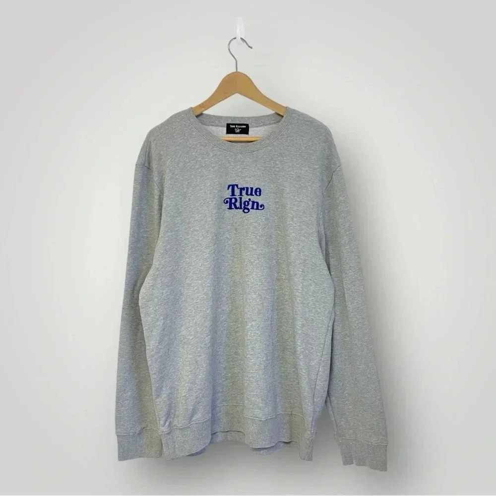 True Religion Blue crew neck sweater XL Gray